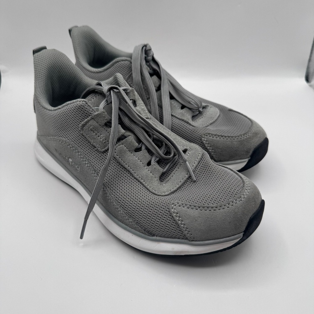 Earthing Sedona Sneakers Women 8.5 Grey Mesh Suede Walking Shoes 85WESDNDG1